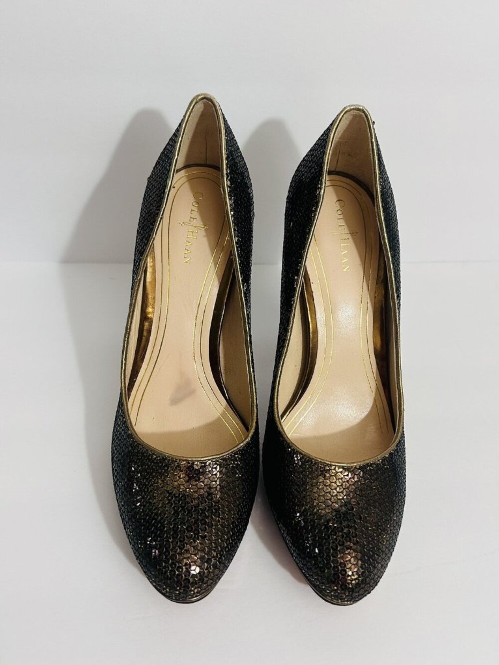 Cole Haan Gold Faux Snake Skin Leather Pumps Women’s Size 8.5B 4” Heel